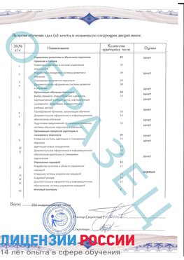 Образец приложение к диплому (страница 2) Приморско-Ахтарск Профессиональная переподготовка сотрудников 